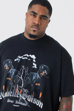 Plus Oversized Rottweiler Graphic T-shirt | BoohooMAN UK