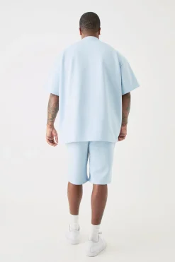 Plus Oversized Scuba T-shirt & Relaxed Short Set | BoohooMAN UK