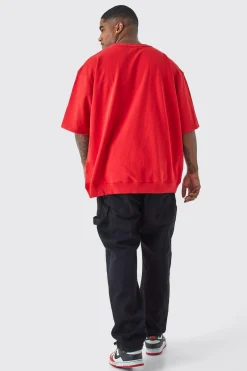 Plus Oversized Short Sleeve Lightweight Boxy Sweatshirt | BoohooMAN UK