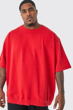 Plus Oversized Short Sleeve Lightweight Boxy Sweatshirt | BoohooMAN UK