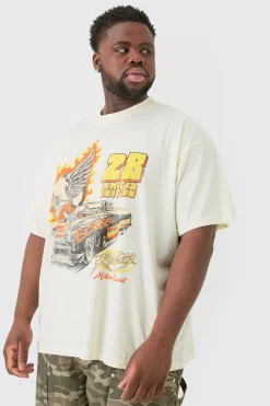 Plus Oversized Skull Car Graphic T-shirt | BoohooMAN UK