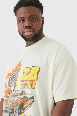 Plus Oversized Skull Car Graphic T-shirt | BoohooMAN UK