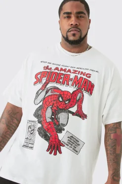 Plus Oversized Spiderman License T-shirt | BoohooMAN UK