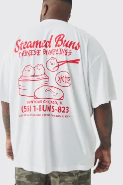Plus Oversized Steamed Dumplings Graphic T-Shirt | BoohooMAN UK