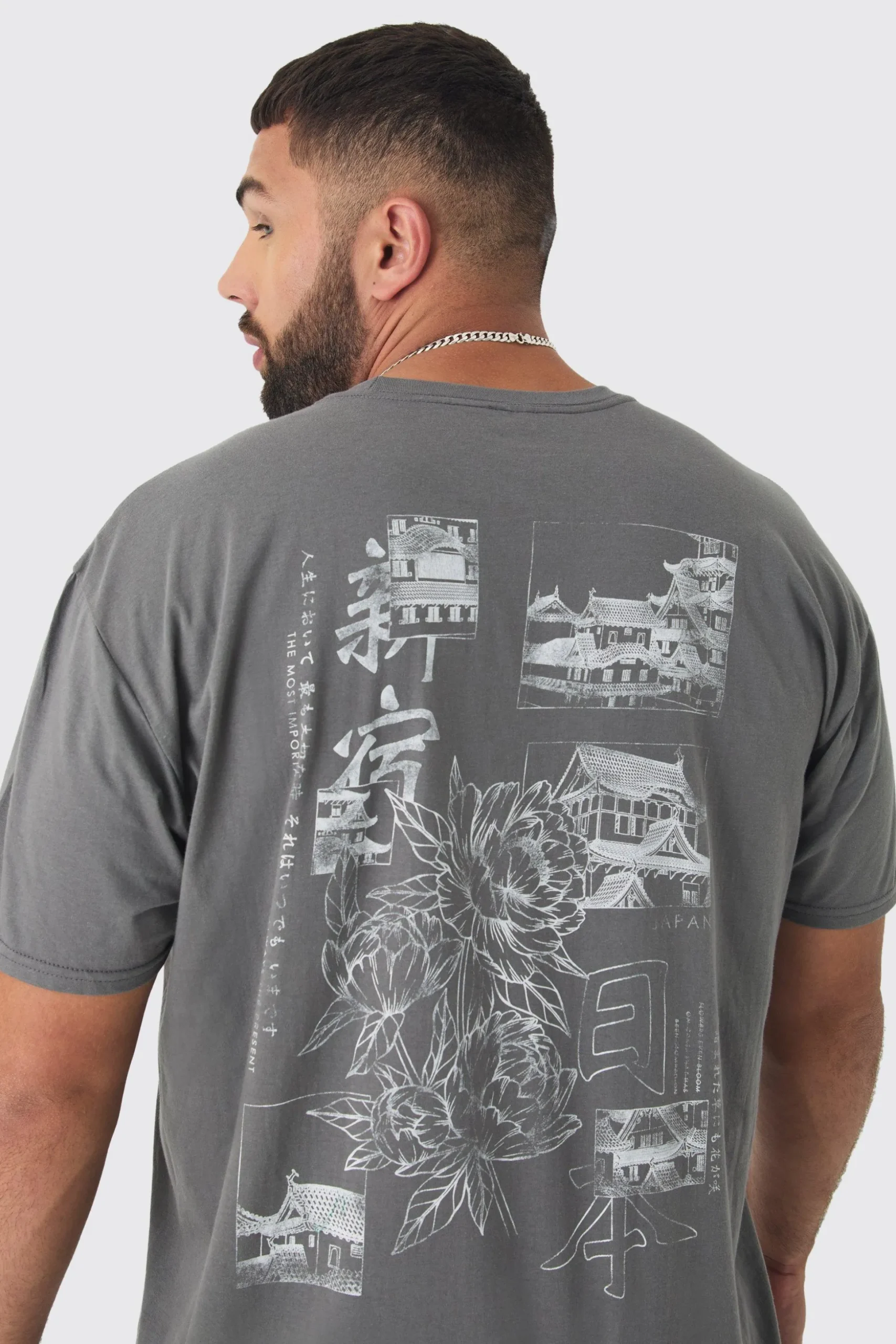 Plus Oversized Stencil Back Print T-shirt | BoohooMAN UK