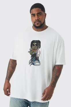 Plus Oversized Teddy Chest Print T-shirt | BoohooMAN UK
