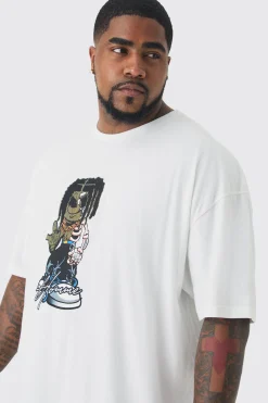 Plus Oversized Teddy Chest Print T-shirt | BoohooMAN UK