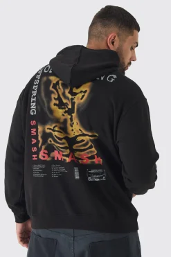 Plus Oversized The Offspring License Back Print Hoodie | BoohooMAN UK
