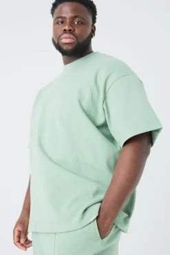 Plus Oversized T-shirt & Relaxed Jogger Interlock Set | BoohooMAN UK
