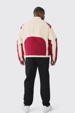 Plus Oversized Twill Homme Moto Jacket In Red | BoohooMAN UK