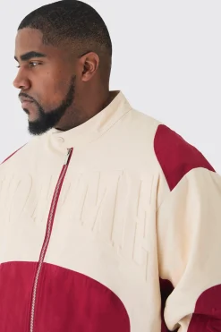 Plus Oversized Twill Homme Moto Jacket In Red | BoohooMAN UK