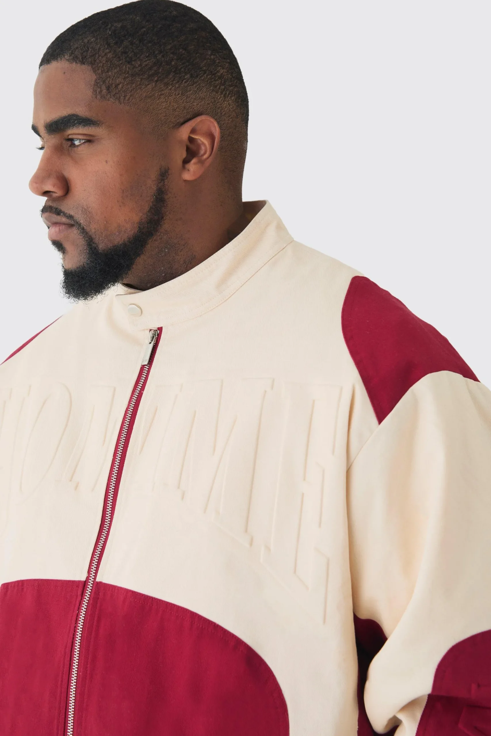 Plus Oversized Twill Homme Moto Jacket In Red | BoohooMAN UK