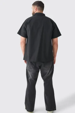 Plus Oversized Twill Official Applique Shirt | BoohooMAN UK