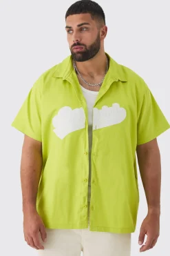 Plus Oversized Twill Official Applique Shirt | BoohooMAN UK