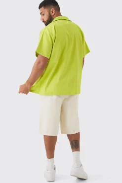 Plus Oversized Twill Official Applique Shirt | BoohooMAN UK