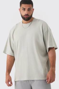 Plus Oversized Waffle T-shirt | BoohooMAN UK