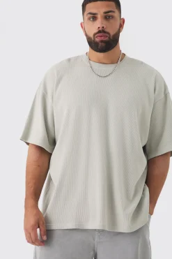 Plus Oversized Waffle T-shirt | BoohooMAN UK