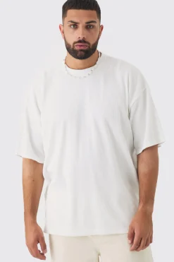 Plus Oversized Waffle T-shirt | BoohooMAN UK