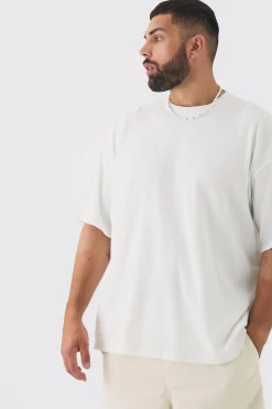Plus Oversized Waffle T-shirt | BoohooMAN UK