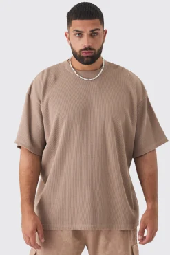 Plus Oversized Waffle T-shirt | BoohooMAN UK