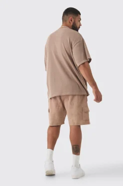 Plus Oversized Waffle T-shirt | BoohooMAN UK