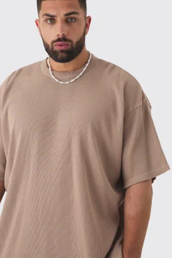 Plus Oversized Waffle T-shirt | BoohooMAN UK