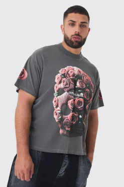 Plus Oversized Washed Official Man Balaclava Print T-shirt | BoohooMAN UK
