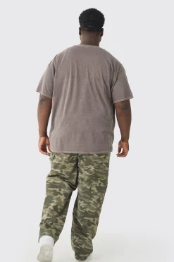 Plus Oversized Washed Wyoming Print T-shirt | BoohooMAN UK