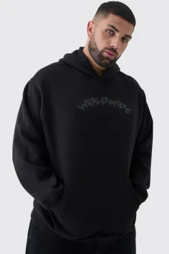 Plus Oversized Worldwide Gothic Cross Print Hoodie | BoohooMAN UK