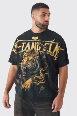 Plus Oversized Wu-Tang Over Seams License Print T-Shirt | BoohooMAN UK
