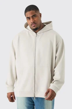 Plus Oversized Zip Through Scuba Hoodie | BoohooMAN UK