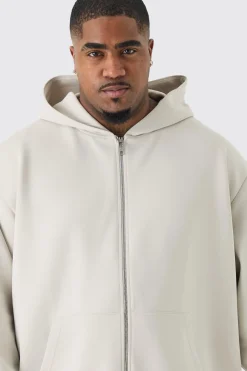 Plus Oversized Zip Through Scuba Hoodie | BoohooMAN UK