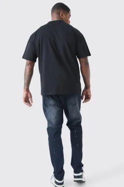 Plus Paint Splatter Distressed Skinny Jeans | BoohooMAN UK