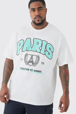 Plus Paris Print T-shirt | BoohooMAN UK