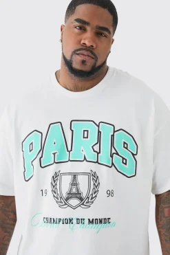 Plus Paris Print T-shirt | BoohooMAN UK