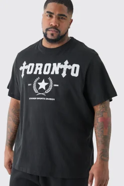 Plus Paris Toronto Print T-shirt | BoohooMAN UK