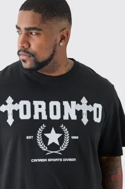 Plus Paris Toronto Print T-shirt | BoohooMAN UK