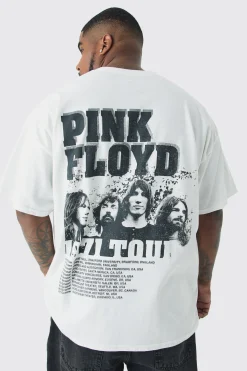 Plus Pink Floyd License Back Print T-shirt In White | BoohooMAN UK