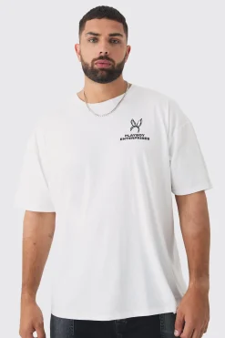 Plus Playboy Back Printed Licensed T-shirt In White | BoohooMAN UK