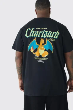 Plus Pokemon Charizard License Back Print T-shirt | BoohooMAN UK