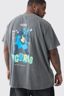 Plus Pokemon License T-shirt In Grey | BoohooMAN UK