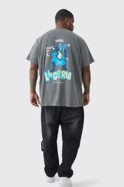 Plus Pokemon License T-shirt In Grey | BoohooMAN UK