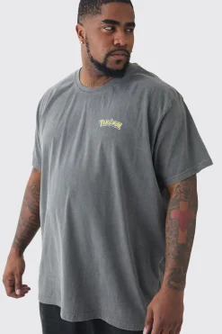 Plus Pokemon License T-shirt In Grey | BoohooMAN UK