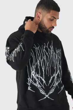 Plus Pour Homme Cross Print Oversized Tracksuit In Black | BoohooMAN UK