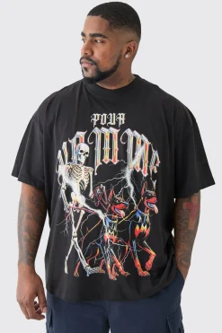 Plus Pour Homme Dog Skeleton T-shirt In Black | BoohooMAN UK