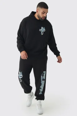 Plus Pour Homme Gothic Cross Tracksuit | BoohooMAN UK