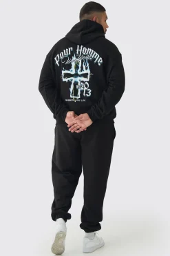 Plus Pour Homme Gothic Cross Tracksuit | BoohooMAN UK