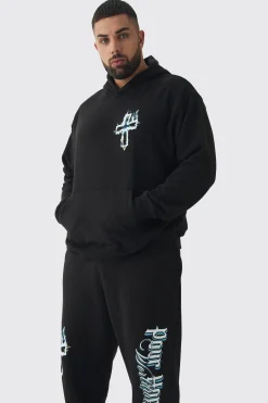 Plus Pour Homme Gothic Cross Tracksuit | BoohooMAN UK