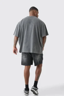 Plus Pour Homme Lips T-shirt In Acid Wash | BoohooMAN UK