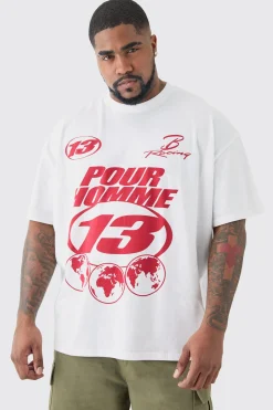 Plus Pour Homme Moto T-shirt In White | BoohooMAN UK